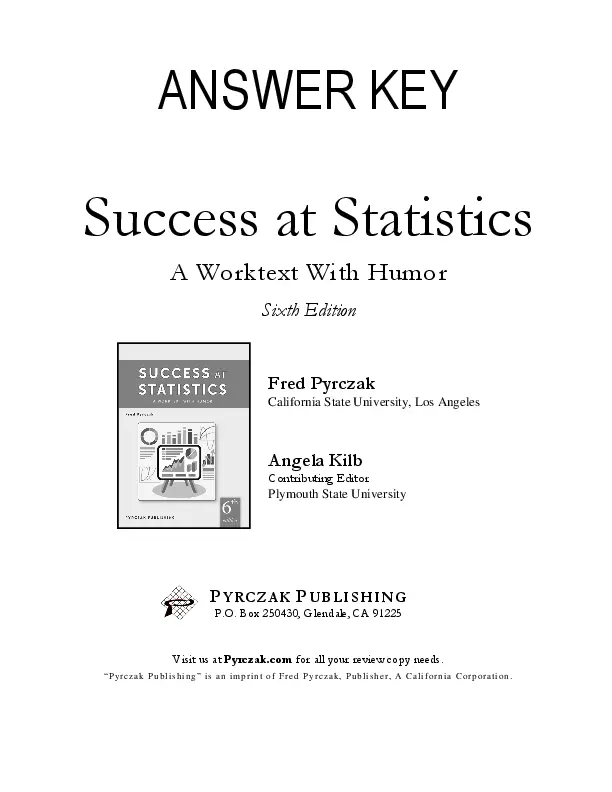 Test Bank For Success at Statistics: A Worktext with Humor, 6th Edition